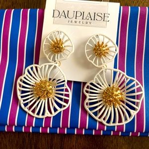 Oversized White Flower Earrings